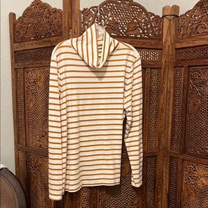 Old Navy Women's Long Sleeve Striped Tee - White and Orange